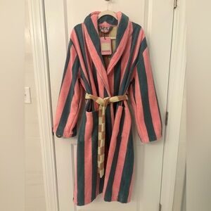 DUSEN DUSEN robe NWT L Martine Striped Bathrobe Unisex thick terrycloth